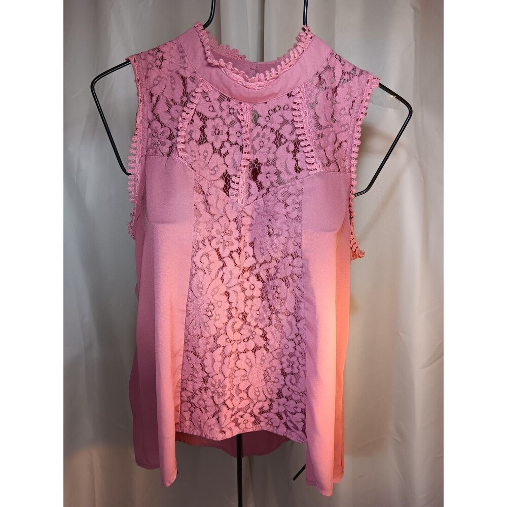 Self Esteem Purple W/ Lace Accent Sheer Sleeveless Tank Top Size XL